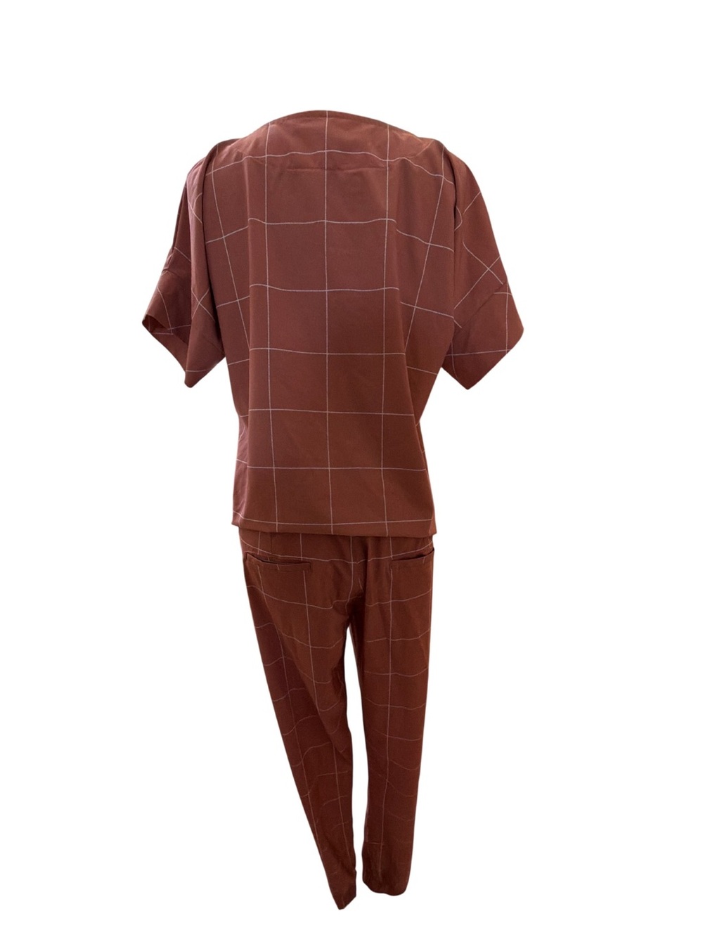 Albion Rust-Brown Grid Jogger Set - Picture 2 of 5